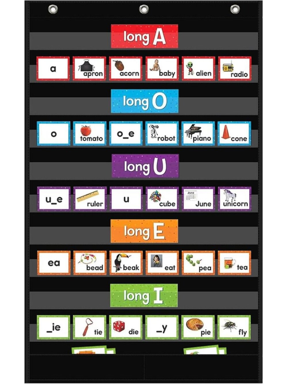 Large 10+2 Pockets Standard Pocket Chart, 10 Clear Pockets Words Chart with 2 Ex
